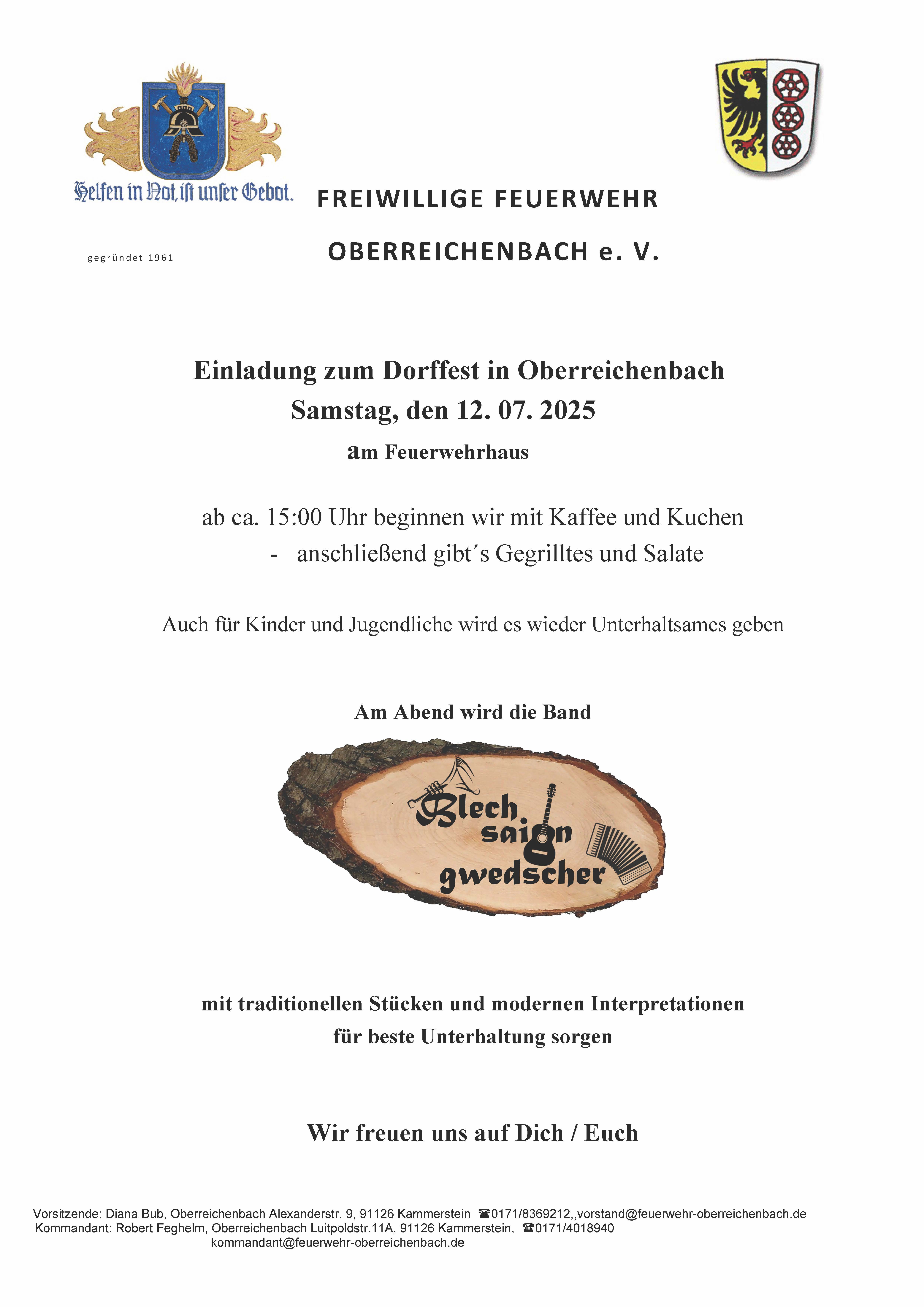 12.7.25 Einladung zum Dorffest Oberreichenbach
