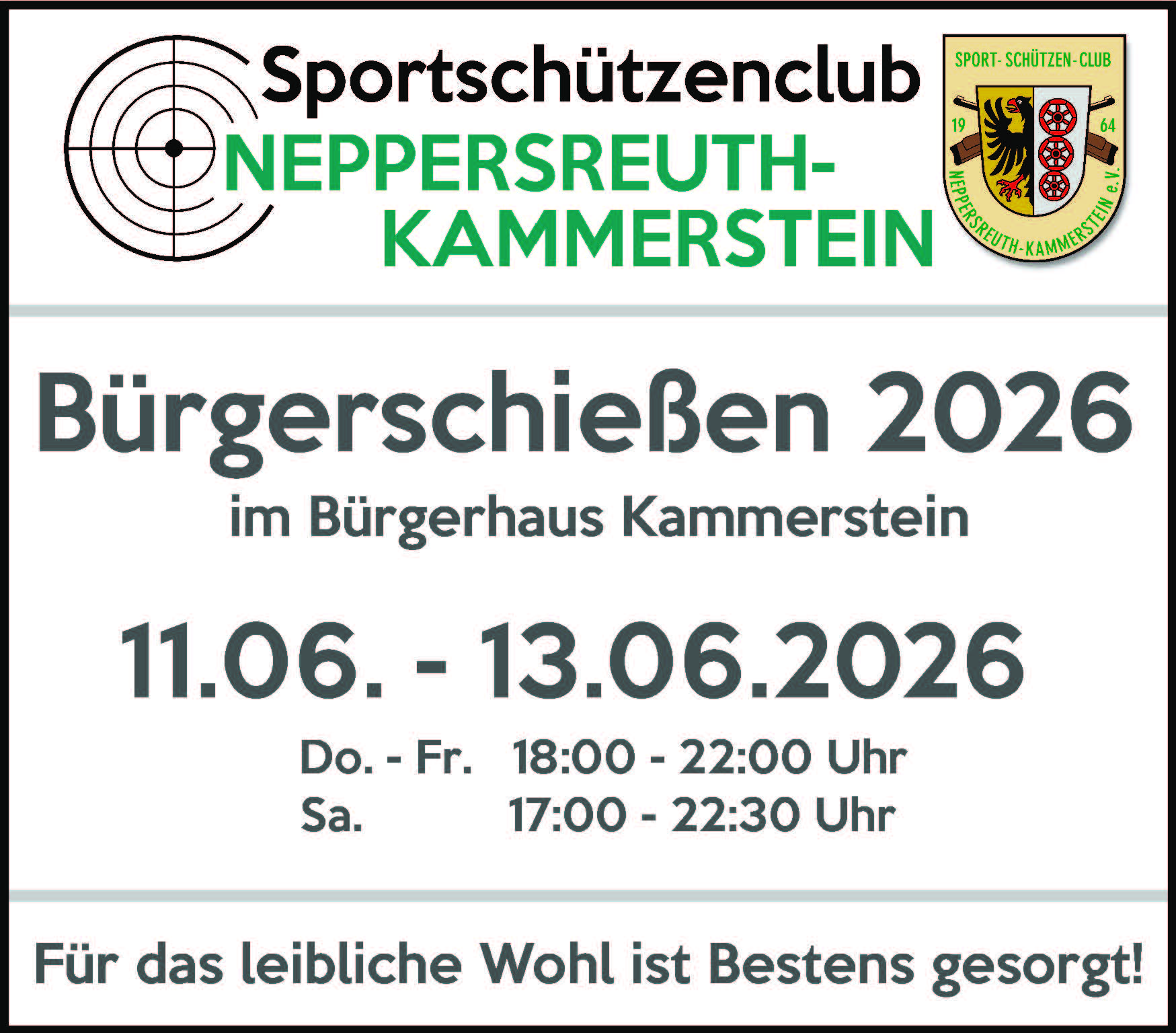Anzeige Bürgerschießen 2026 des Sportschützenclub Neppersreuth Kammerstein